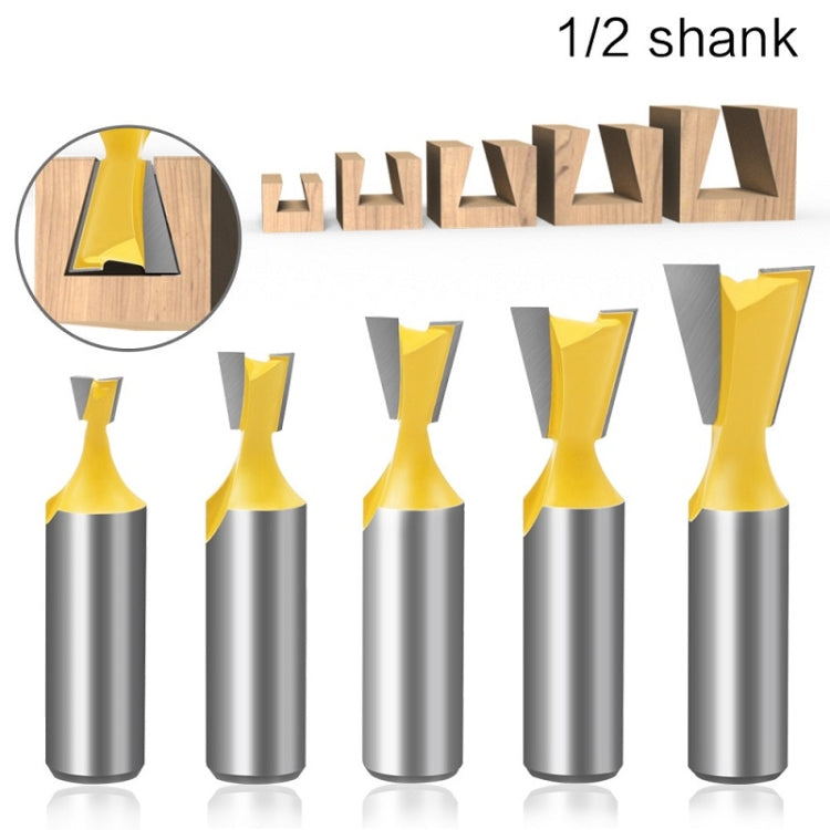 1/2 Handle Dovetail Cutter Wood Engraving Small Milling Cutter, Specification:, 1/2x1/4mm, 1/2x3/8mm, 1/2x1/2mm, 5 PCS/Set, 1/2x5/8mm, 1/2x3/4mm