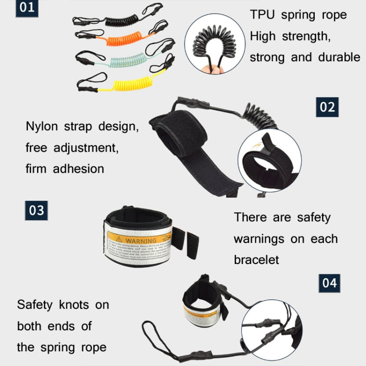 Surf Bodyboard Safety Hand Rope TPU Surfboard Paddle Towing Rope, The Length After Stretching: 1.6m, Safety Hand Rope(Clear Blue), Safety Hand Rope(Orange), Safety Hand Rope(Yellow), Safety Hand Rope(Black), Safety Hand Rope(Blue)
