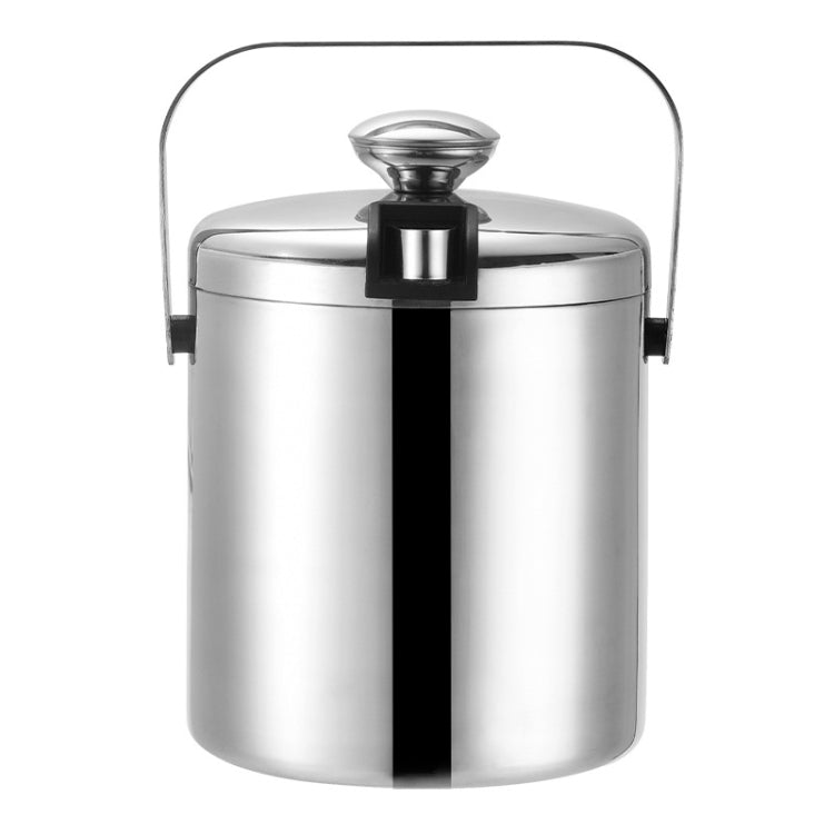 304 Stainless Steel Ice Bucket Double-Layer Hollow Bar Beer Wine Barrel With Ice Clip, Capacity: 1.3L, 1.3L With Ice Clip