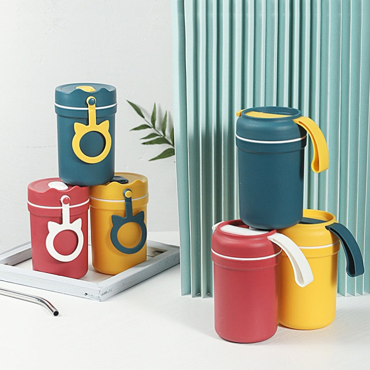 Portable Handle Breakfast Cup Porridge Cup Suitable For Microwave Oven, Style:, Cat Buckle (Dark Blue), Cat Buckle (Hawthorn Red), Cat Buckle (Yellow), Long Band (Dark Blue), Long Band (Red), Long Band (Yellow)