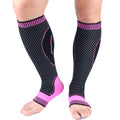 Lengthened Sports Protective Calf Cover Knitted Breathable Pressure Leg Cover Basketball Football Mountaineering Protective Gear, M (Black Pink), L (Black Pink), XL (Black Pink)