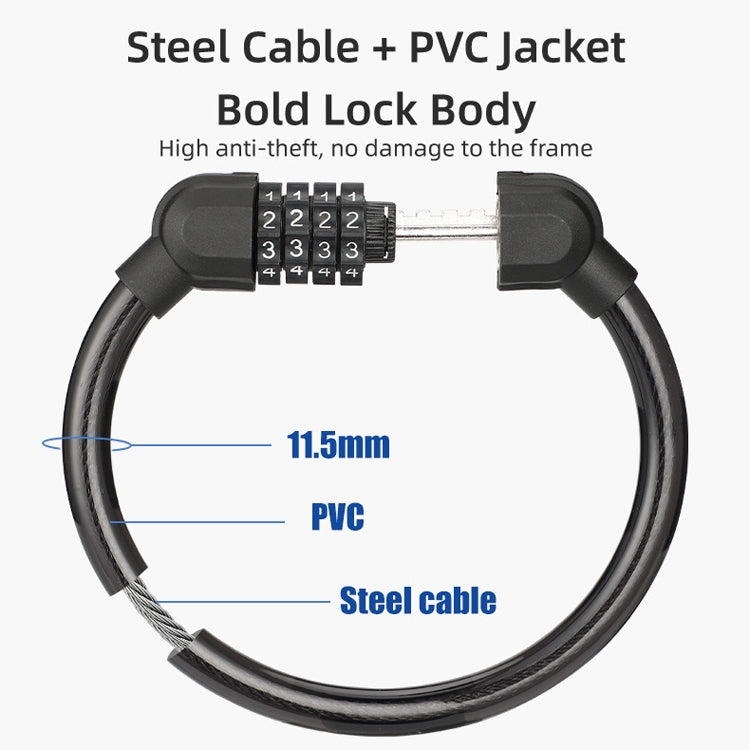 Bicycle Portable Four Password Ring Locks Outdoor Anti-Theft Lock, Anti-Theft Lock(Green), Anti-Theft Lock(Blue), Anti-Theft Lock(Black), Anti-Theft Lock(Orange)