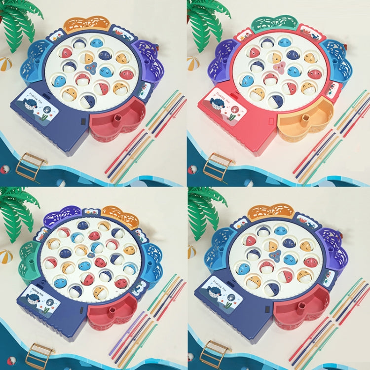 Magnetic Fishing Toy Children Educational Multifunctional Music Rotating Fishing Plate, Blue Battery Style+15 Fish 4 Rods, Pink Battery Style+15 Fish 4 Rods, Blue Charging Style+15 Fish 4 Rods, Blue Battery Style+24 Fish 5 Rods                         ...