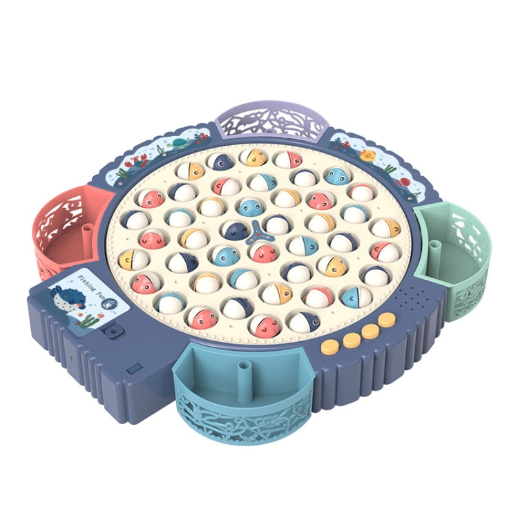 Magnetic Fishing Toy Children Educational Multifunctional Music Rotating Fishing Plate, Blue Battery Style+15 Fish 4 Rods, Pink Battery Style+15 Fish 4 Rods, Blue Charging Style+15 Fish 4 Rods, Blue Battery Style+24 Fish 5 Rods                         ...