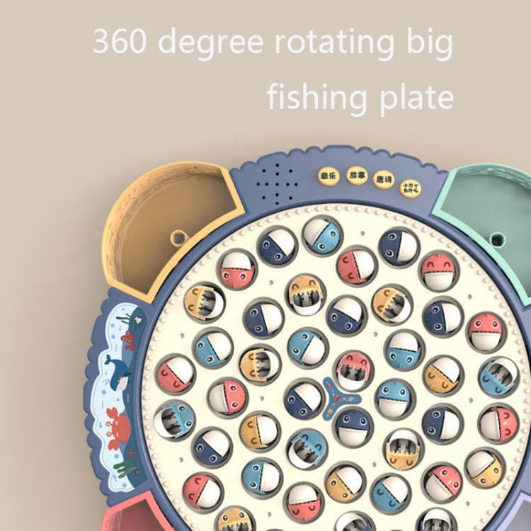 Magnetic Fishing Toy Children Educational Multifunctional Music Rotating Fishing Plate, Blue Battery Style+15 Fish 4 Rods, Pink Battery Style+15 Fish 4 Rods, Blue Charging Style+15 Fish 4 Rods, Blue Battery Style+24 Fish 5 Rods                         ...
