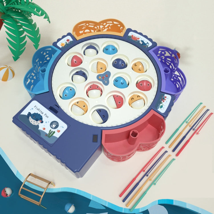 Magnetic Fishing Toy Children Educational Multifunctional Music Rotating Fishing Plate, Blue Battery Style+15 Fish 4 Rods, Pink Battery Style+15 Fish 4 Rods, Blue Charging Style+15 Fish 4 Rods, Blue Battery Style+24 Fish 5 Rods                         ...