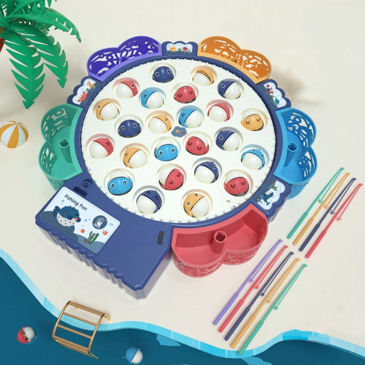 Magnetic Fishing Toy Children Educational Multifunctional Music Rotating Fishing Plate, Blue Battery Style+15 Fish 4 Rods, Pink Battery Style+15 Fish 4 Rods, Blue Charging Style+15 Fish 4 Rods, Blue Battery Style+24 Fish 5 Rods                         ...