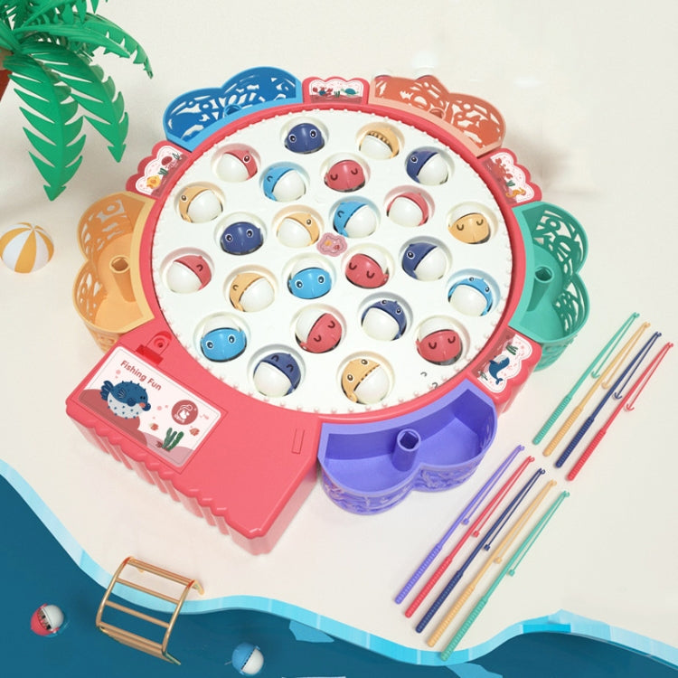 Magnetic Fishing Toy Children Educational Multifunctional Music Rotating Fishing Plate, Blue Battery Style+15 Fish 4 Rods, Pink Battery Style+15 Fish 4 Rods, Blue Charging Style+15 Fish 4 Rods, Blue Battery Style+24 Fish 5 Rods                         ...