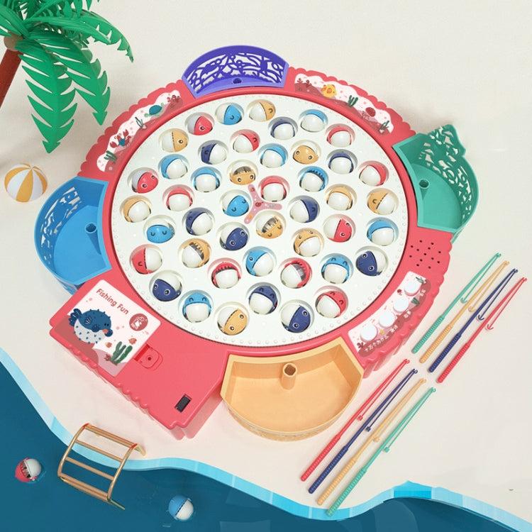 Magnetic Fishing Toy Children Educational Multifunctional Music Rotating Fishing Plate, Blue Battery Style+15 Fish 4 Rods, Pink Battery Style+15 Fish 4 Rods, Blue Charging Style+15 Fish 4 Rods, Blue Battery Style+24 Fish 5 Rods                         ...