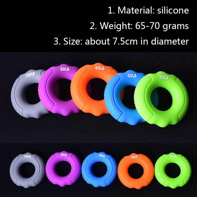 Silicone Gripper Finger Exercise Grip Ring, Specification: 60LB(Dot Orange), 20LB (Dot Green), 40LB (Dot Blue), 60LB(Dot Orange), 80LB(Dot Purple), 100LB (Dot Gray), 30LB (General Yellow), 40LB (General Rose Red), Universal point of 50LB blue          ...