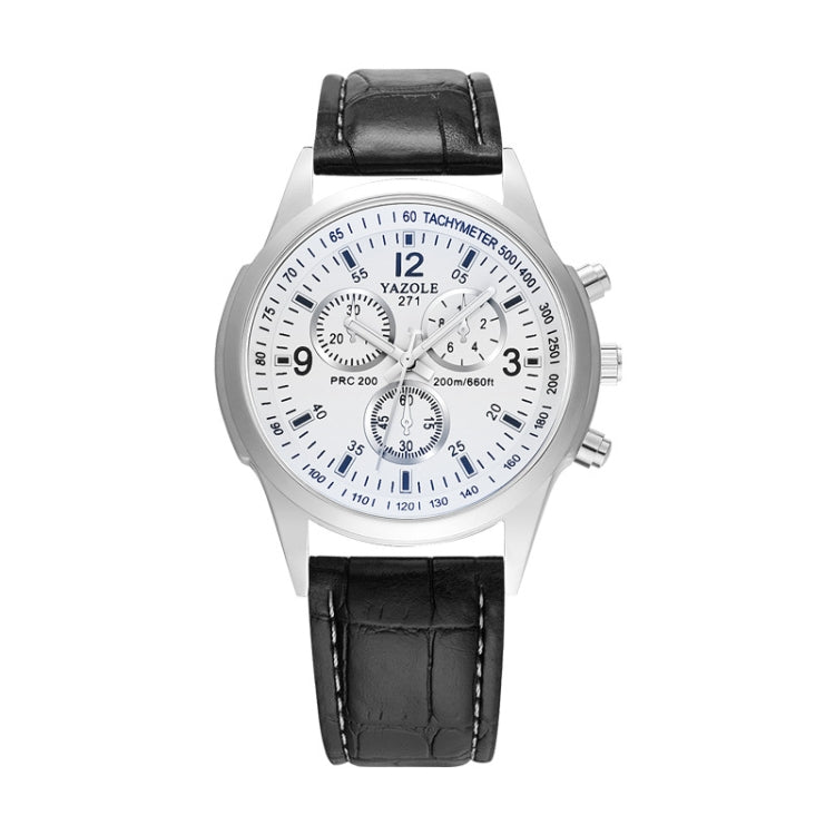 YAZOLE 271 Three-Eye Six-Hand Watch Men Auartz Watch Waterproof Business Watch, White Disk Black Belt, White Disk Brown Belt, Black Dish Black Belt, Black Tray Brown Belt, Black Shell Brown Belt, Black Shell Black Belt, White Disk Light Brown Belt     ...