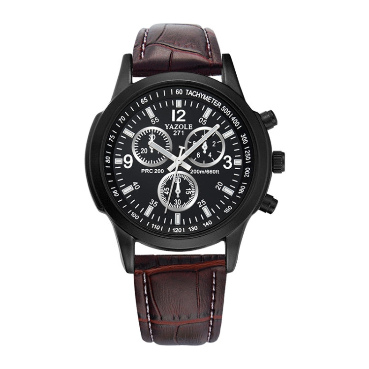 YAZOLE 271 Three-Eye Six-Hand Watch Men Auartz Watch Waterproof Business Watch, White Disk Black Belt, White Disk Brown Belt, Black Dish Black Belt, Black Tray Brown Belt, Black Shell Brown Belt, Black Shell Black Belt, White Disk Light Brown Belt     ...