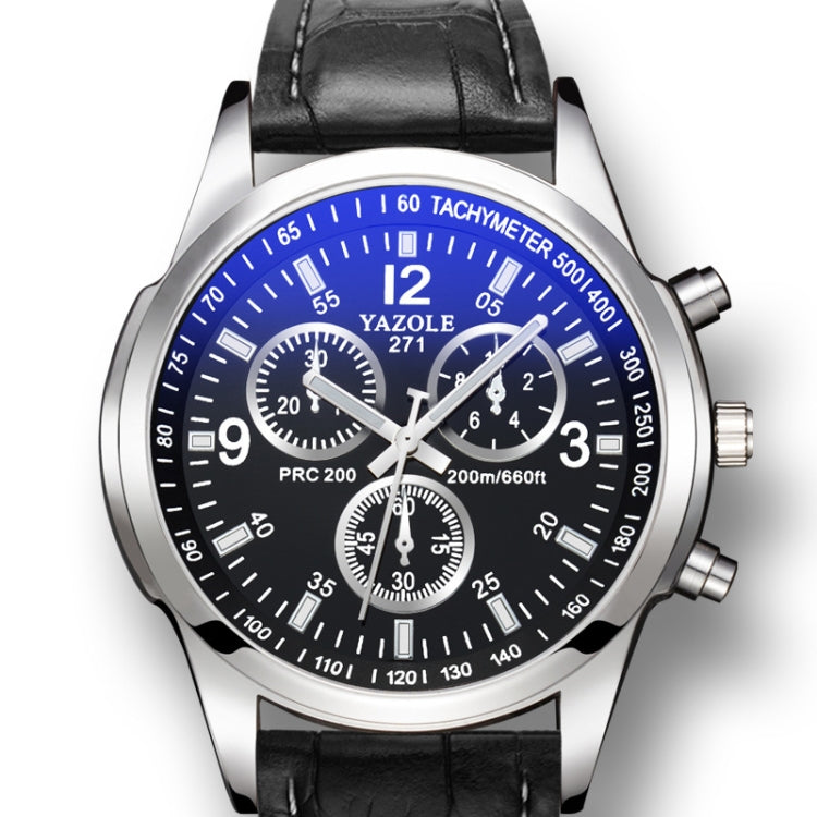 YAZOLE 271 Three-Eye Six-Hand Watch Men Auartz Watch Waterproof Business Watch, White Disk Black Belt, White Disk Brown Belt, Black Dish Black Belt, Black Tray Brown Belt, Black Shell Brown Belt, Black Shell Black Belt, White Disk Light Brown Belt     ...