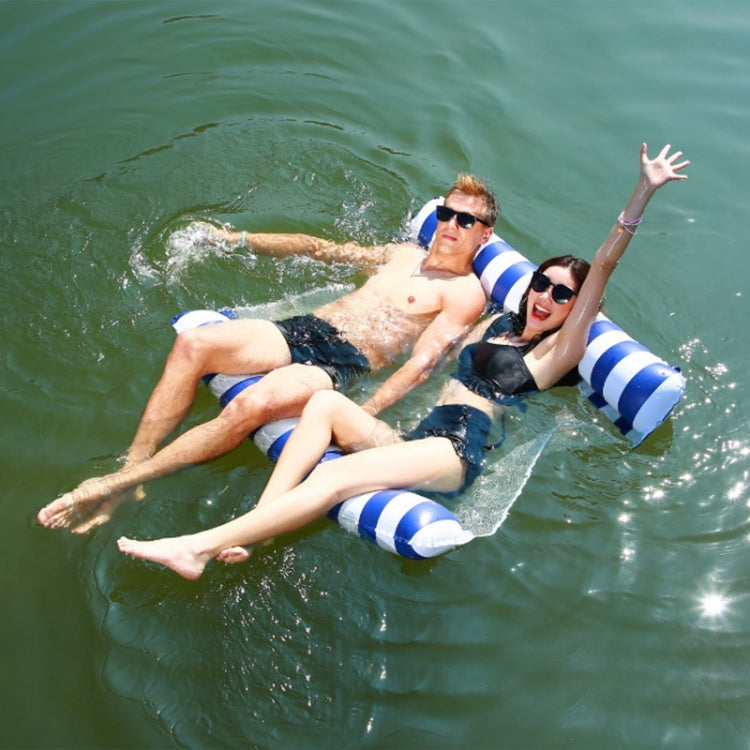 Inflatable Recliner On Water Foldable Backrest Floating Bed Inflatable Floating Row, Style：, Striped Double(Dark Blue), Diagonal Stripes (Yellow), Diagonal Stripes (Light Blue), Diagonal Stripes (Green), Diagonal Stripes (Rose Red)