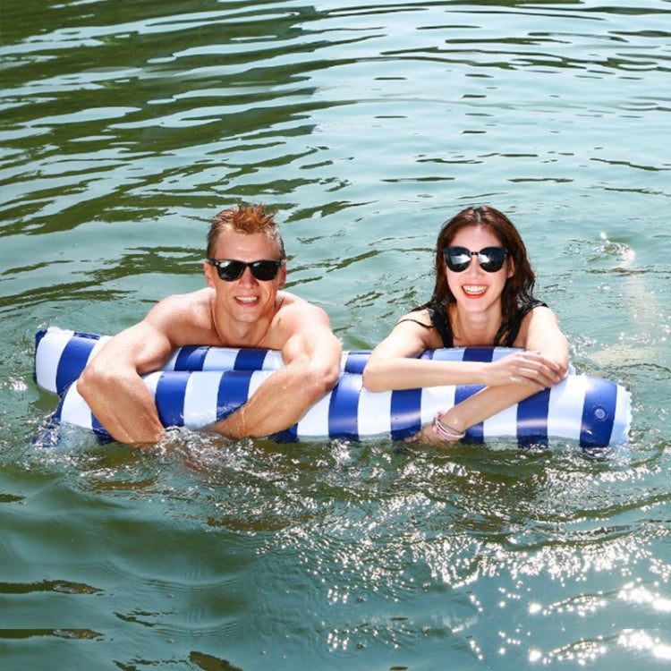 Inflatable Recliner On Water Foldable Backrest Floating Bed Inflatable Floating Row, Style：, Striped Double(Dark Blue), Diagonal Stripes (Yellow), Diagonal Stripes (Light Blue), Diagonal Stripes (Green), Diagonal Stripes (Rose Red)