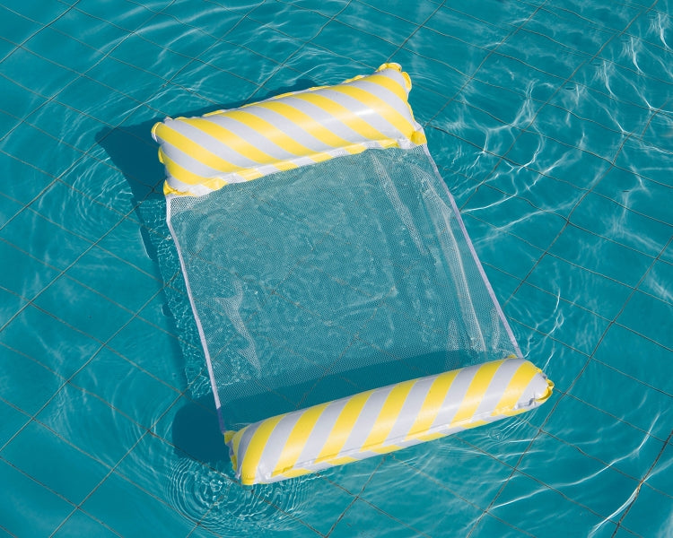 Inflatable Recliner On Water Foldable Backrest Floating Bed Inflatable Floating Row, Style：, Striped Double(Dark Blue), Diagonal Stripes (Yellow), Diagonal Stripes (Light Blue), Diagonal Stripes (Green), Diagonal Stripes (Rose Red)