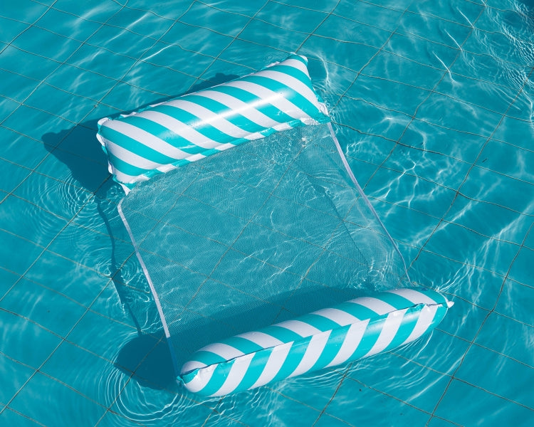 Inflatable Recliner On Water Foldable Backrest Floating Bed Inflatable Floating Row, Style：, Striped Double(Dark Blue), Diagonal Stripes (Yellow), Diagonal Stripes (Light Blue), Diagonal Stripes (Green), Diagonal Stripes (Rose Red)
