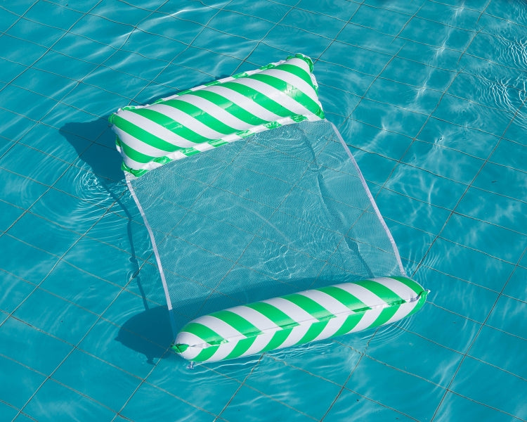 Inflatable Recliner On Water Foldable Backrest Floating Bed Inflatable Floating Row, Style：, Striped Double(Dark Blue), Diagonal Stripes (Yellow), Diagonal Stripes (Light Blue), Diagonal Stripes (Green), Diagonal Stripes (Rose Red)