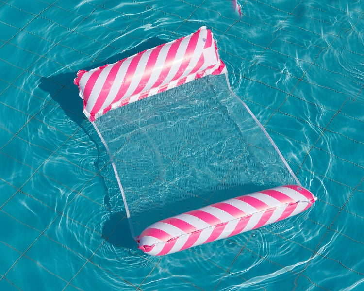 Inflatable Recliner On Water Foldable Backrest Floating Bed Inflatable Floating Row, Style：, Striped Double(Dark Blue), Diagonal Stripes (Yellow), Diagonal Stripes (Light Blue), Diagonal Stripes (Green), Diagonal Stripes (Rose Red)