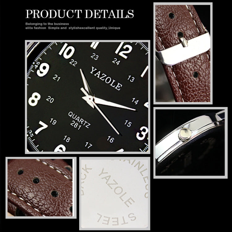 YAZOLE 281 Dual Digital Dial Simple Retro Business Couple Quartz Watch, Small Black Tray Brown Belt, Small White Tray Brown Belt, Small White Tray White Belt, Small White Tray Black Belt, Small White  Tray Red Belt, Small Black  Tray Black Belt        ...