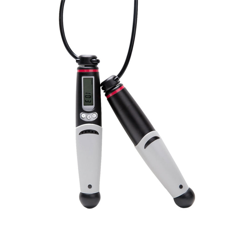 KYTO 2106B Corded Version Calorie Electronic Counting Skipping Rope Adult Fitness Timing Skipping Rope, with Steel Wire Rope (Black Gray), with 2 Steel Wire Ropes (Black Gray)
