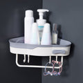 2 PCS Punch-Free Shaped Triangle Rack Bathroom Corner Shelf, White, Blue, Ink Green, Pink