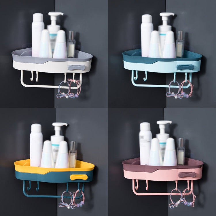 2 PCS Punch-Free Shaped Triangle Rack Bathroom Corner Shelf, White, Blue, Ink Green, Pink