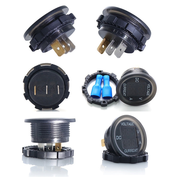 2 In 1 Modified Car Double Digital Voltage Current Table Measuring Instrument, Red Light, Blue Light, Green Light