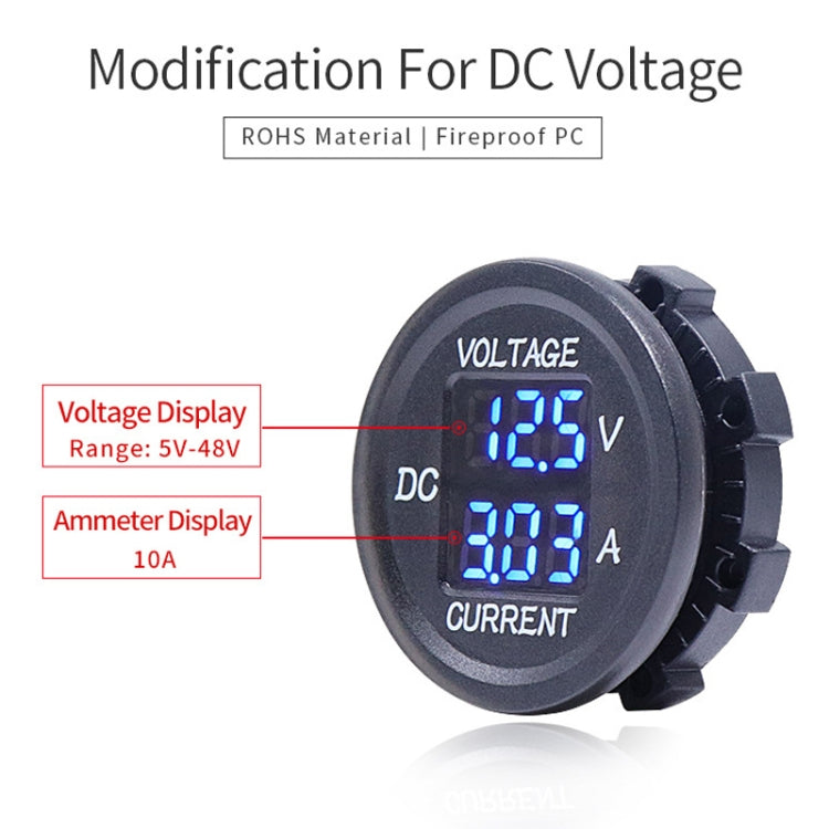2 In 1 Modified Car Double Digital Voltage Current Table Measuring Instrument, Red Light, Blue Light, Green Light