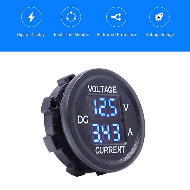 2 In 1 Modified Car Double Digital Voltage Current Table Measuring Instrument, Red Light, Blue Light, Green Light