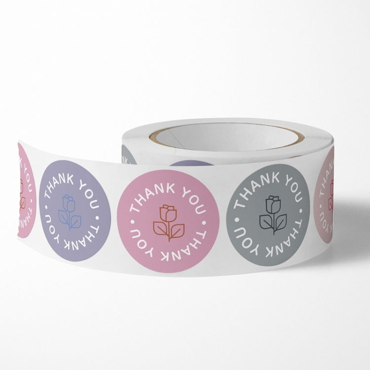 10 PCS Rose Flower Thank You Sticker Gift Box Sealing Sticker, 25mm 500 / Rolls, 38mm 500 / Rolls