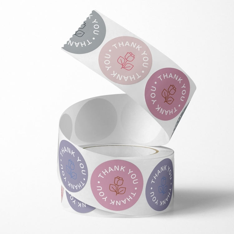 10 PCS Rose Flower Thank You Sticker Gift Box Sealing Sticker, 25mm 500 / Rolls, 38mm 500 / Rolls