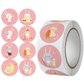 10 PCS Round Cartoon Animal Stickers Cute Hand-Made Sealing Stickers, 25mm 500 / Rolls