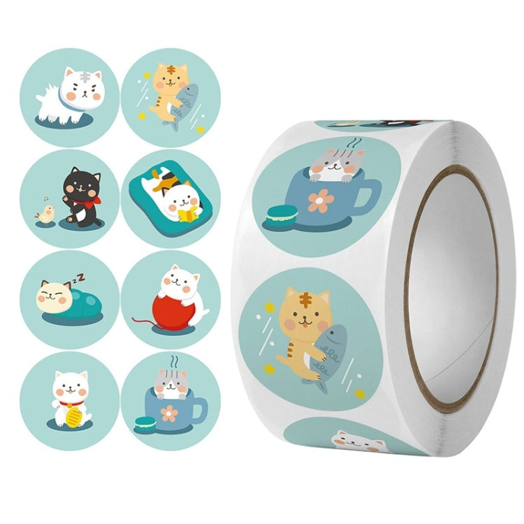 10 PCS Round Cartoon Animal Stickers Cute Hand-Made Sealing Stickers, 25mm 500 / Rolls