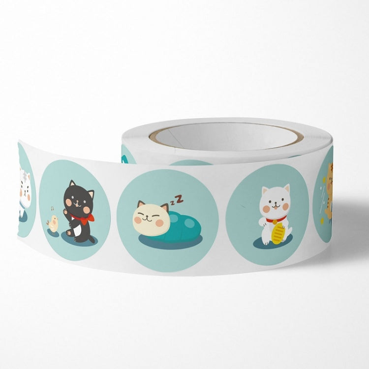 10 PCS Round Cartoon Animal Stickers Cute Hand-Made Sealing Stickers, 25mm 500 / Rolls