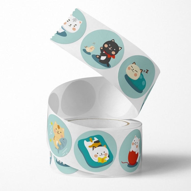 10 PCS Round Cartoon Animal Stickers Cute Hand-Made Sealing Stickers, 25mm 500 / Rolls