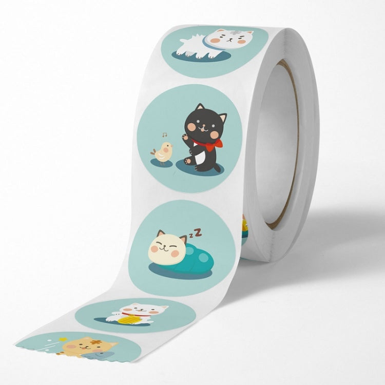 10 PCS Round Cartoon Animal Stickers Cute Hand-Made Sealing Stickers, 25mm 500 / Rolls