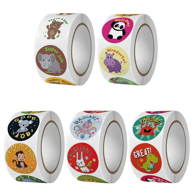 2 PCS Kindergarten Children Cartoon Animal Stickers Gift Packaging Bag Sealing Stickers, 25mm 500 / Rolls
