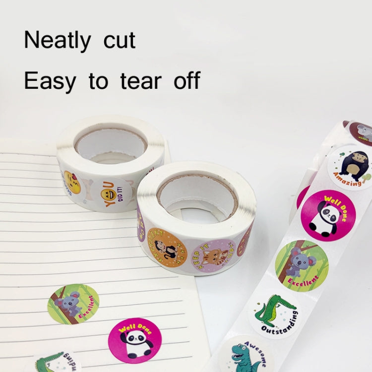 2 PCS Kindergarten Children Cartoon Animal Stickers Gift Packaging Bag Sealing Stickers, 25mm 500 / Rolls