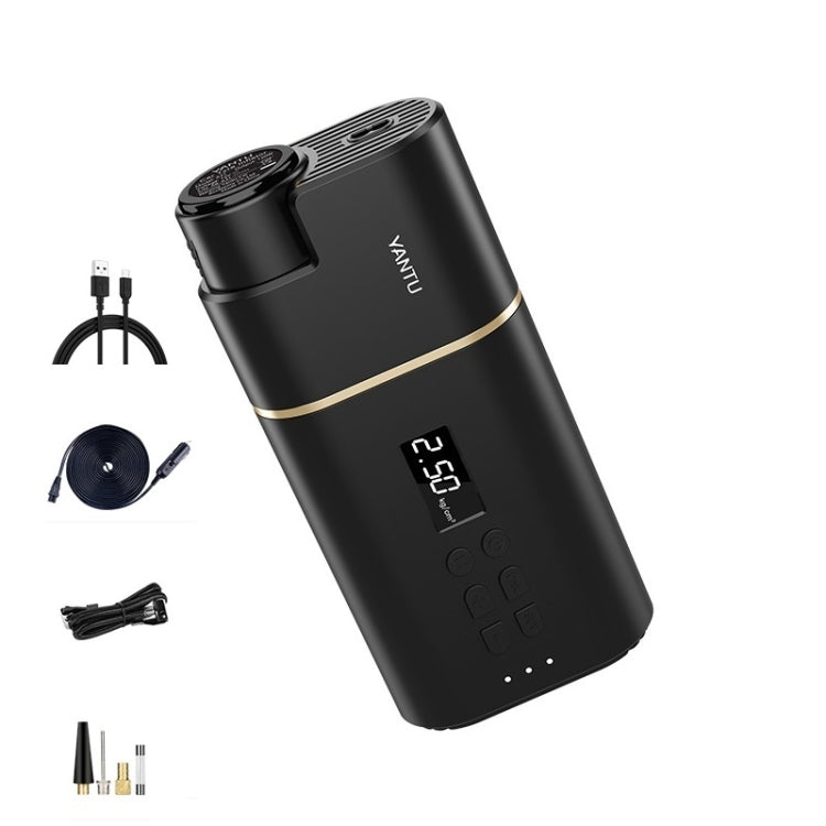 YANTU A31 Car Smart Digital Display Air Pump Electric Portable Tire Pump, Specification：, A31 Wired Version Black, A31 Wireless Version Black