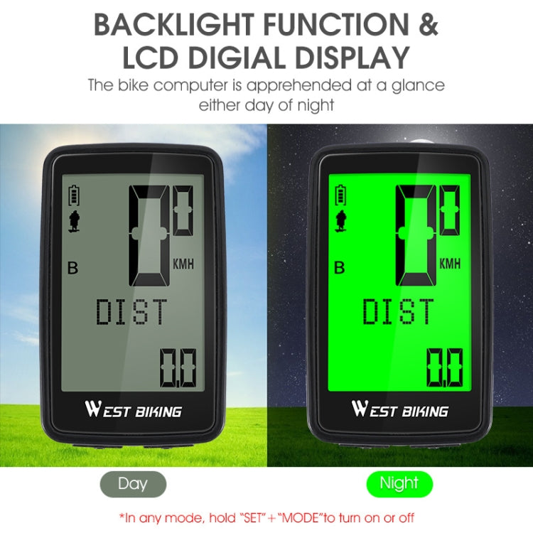 WEST BIKING Mountain Road Bike Five Language Code Table USB Riding Wireless Code Table Speedometer, YP0702075