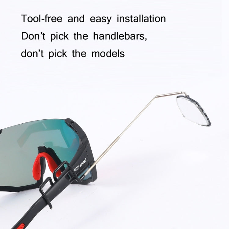 WEST BIKING Bicycle Riding Glasses Mini Rearview Mirror Multi-Angle Adjustable Flat Mirror, Helmet Mini  Rearview Mirror