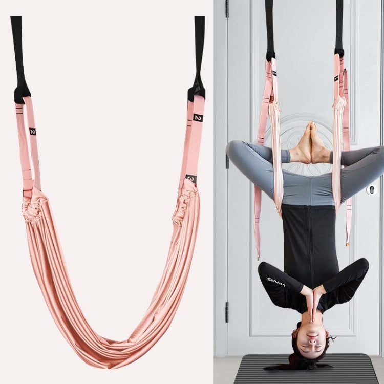 2 in 1 Home Yoga Hammock Indoor Stretching Sling Stretch Widening Yoga Strap + Door Buckle Storage Bag Set, Pink, Purple, Pine Green