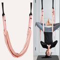 2 in 1 Home Yoga Hammock Indoor Stretching Sling Stretch Widening Yoga Strap + Door Buckle Storage Bag Set, Pink, Purple, Pine Green