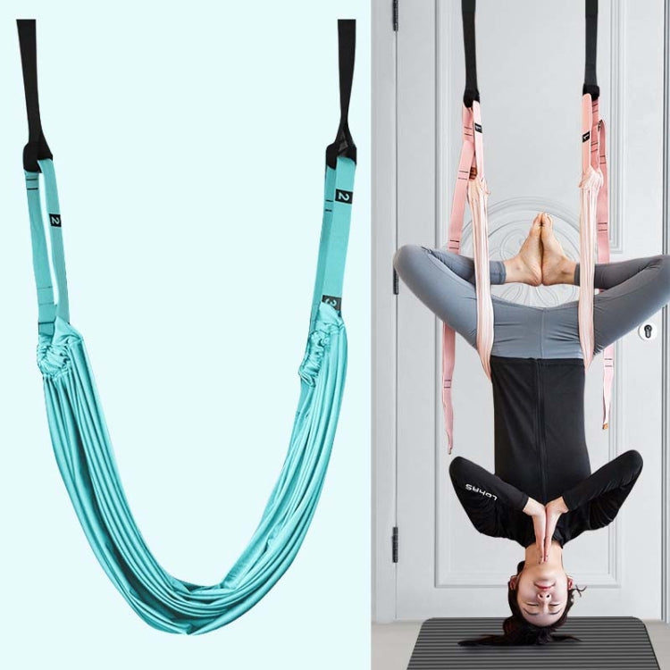 2 in 1 Home Yoga Hammock Indoor Stretching Sling Stretch Widening Yoga Strap + Door Buckle Storage Bag Set, Pink, Purple, Pine Green