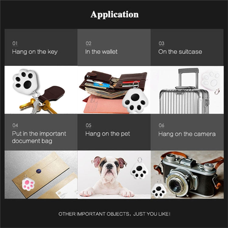 2 PCS HYC-09 Dog Paw Bluetooth Anti-Lost Device Pet Tracking Locator Keychain Smart Search Two-Way Alarm, Dog Paw Dark Gray, Dog Paw Black, Dog Paw White, Dog Paw Light Blue, Dog Paw Green, Dog Paw Pink, Dog Paw Red, Dog Paw Dark Blue
