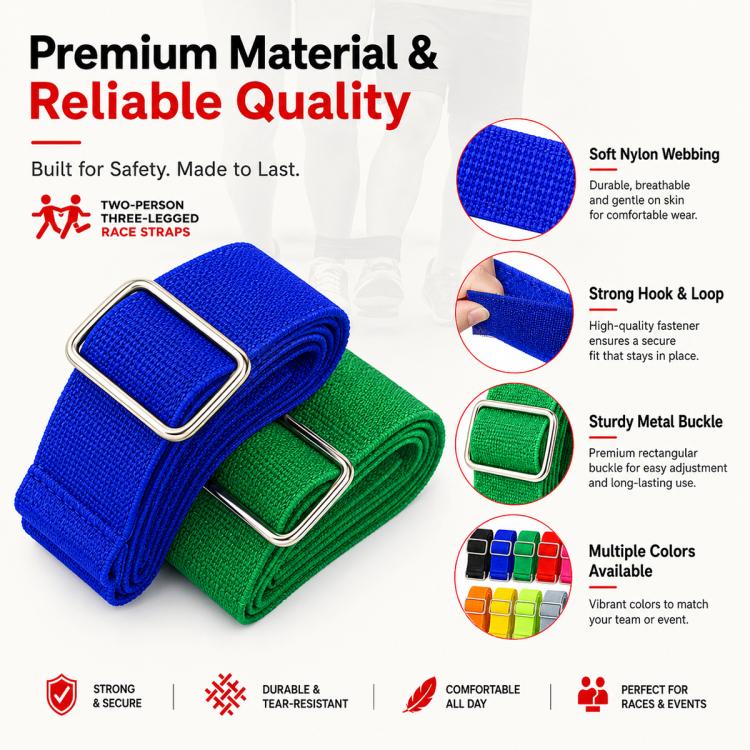 5 PCS Two-Person Three-Legged Game Leggings Belt Gaming Ankle Strap, Red, Orange, Green, Blue, Yellow, Gray, Black, White, Rose Red, Fruitful Green