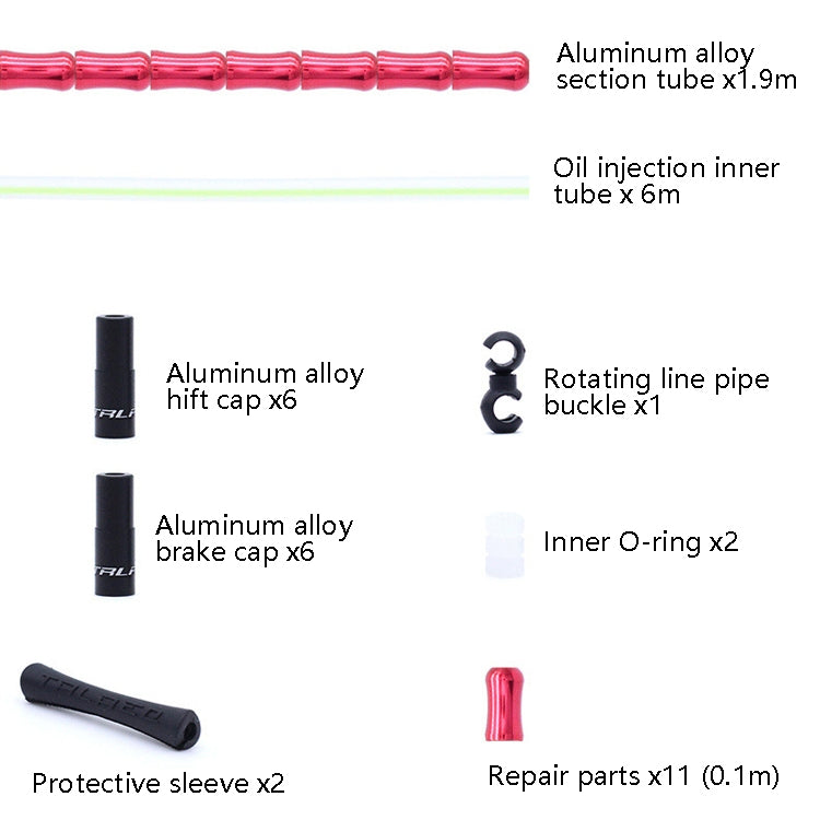 TRLREQ Mountain Road Bicycle Aluminum Alloy Brake Outer Tube Oil-Filled Fish Bone Line Tube, 1.9m Red, 1.9m Purple, 1.9m Green, 1.9m Blue, 1.9m Black, 1.9m Golden, 1.9m Silver, 1.9m Blue Golden, 1.9m Black Green