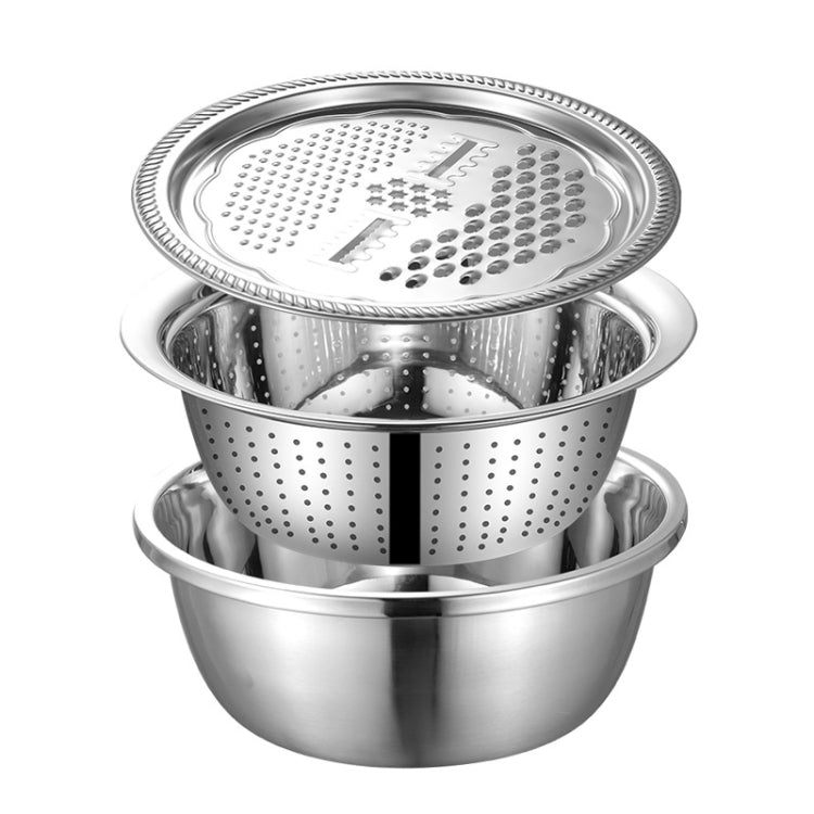 Stainless Steel Multifunctional Grater Kitchen Draining And Washing Basin Set, 3 in 1, 3 in 1 Thickened