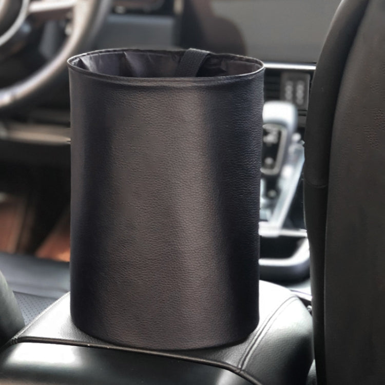 2 PCS Leather Foldable Car Trash Can Mini Chair Back Suspended Waterproof Trash Can, Black, Wine Red, Beige, Gray